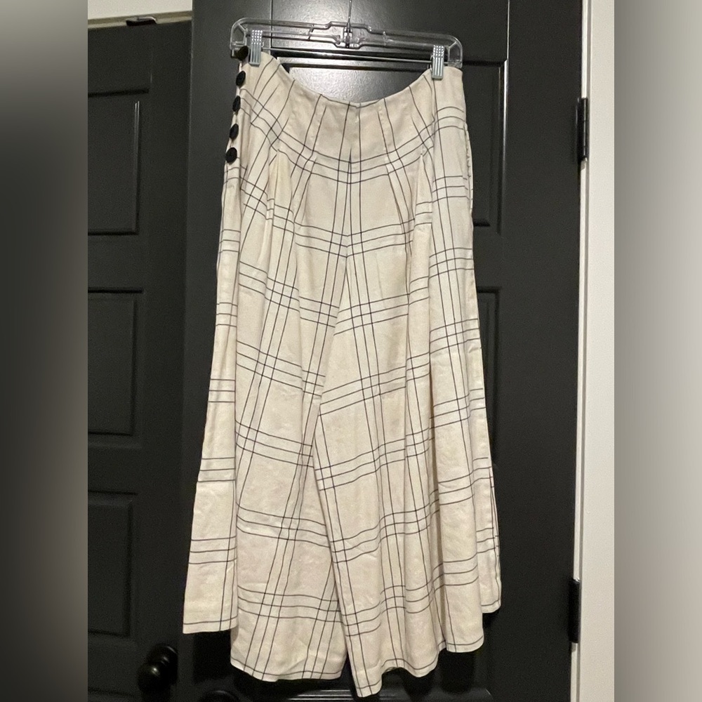 Anthropologie Maeve Pleated Black and White Culottes Pants Size 12, New W/O Tags - Picture 3 of 13